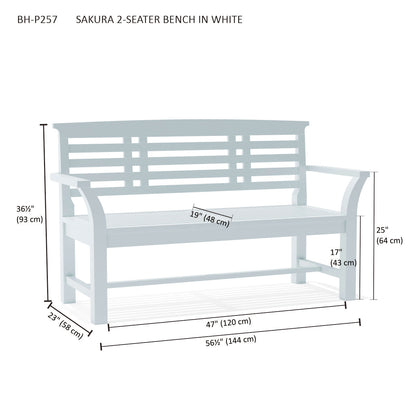 Anderson Teak Sakura 2-Seater Teak Bench in White Finish — product image 8 of 8