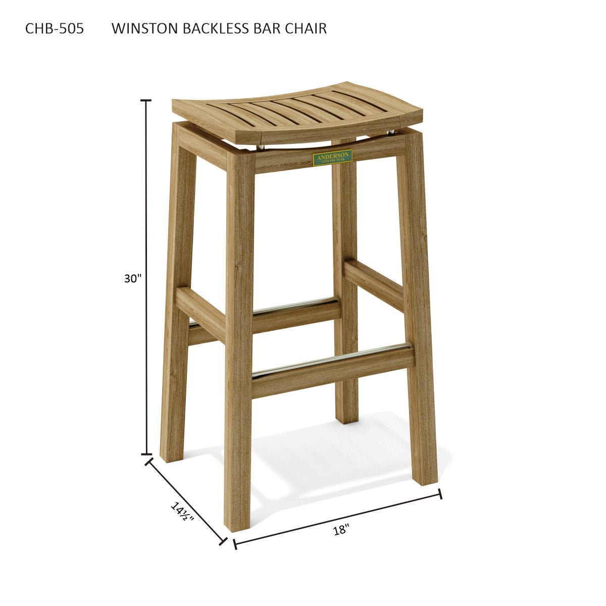 Anderson Teak Winston Backless Bar Chair — product image 4 of 4