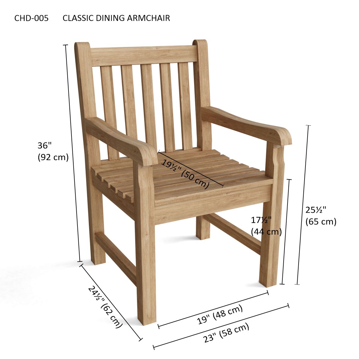 Anderson Teak Classic Dining Armchair — product image 3 of 3