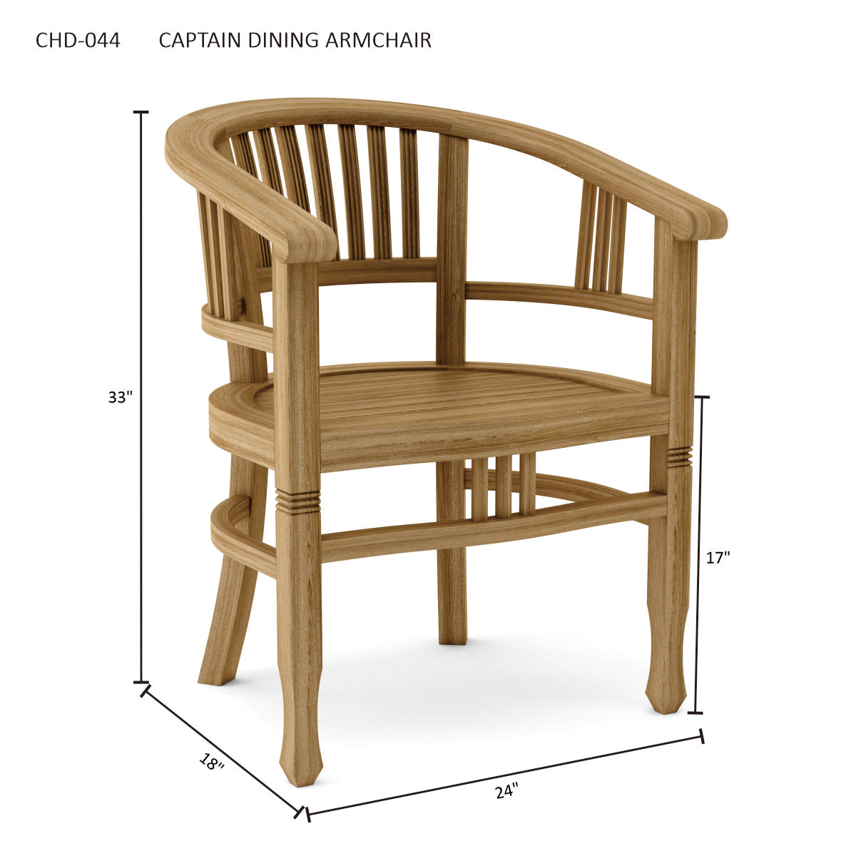 Anderson Teak Captain's Armchair — product image 5 of 5