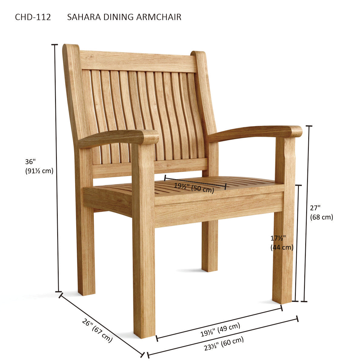 Anderson Teak Sahara Dining Armchair — product image 3 of 3