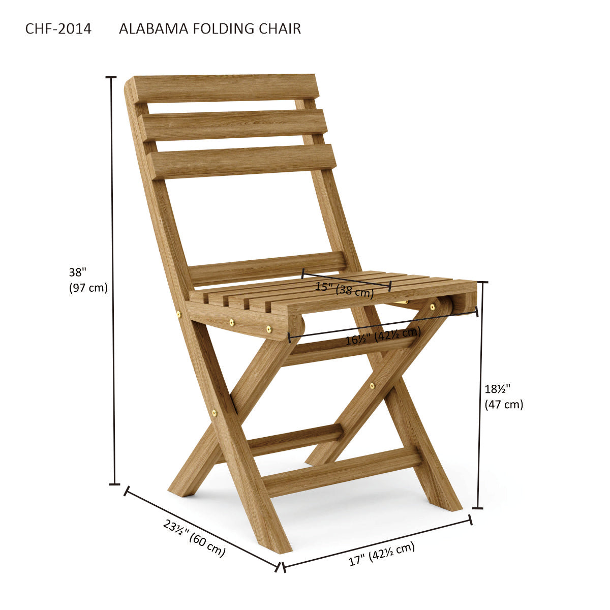 Anderson Teak Alabama Folding Chair Sold as a Pair — product image 6 of 6