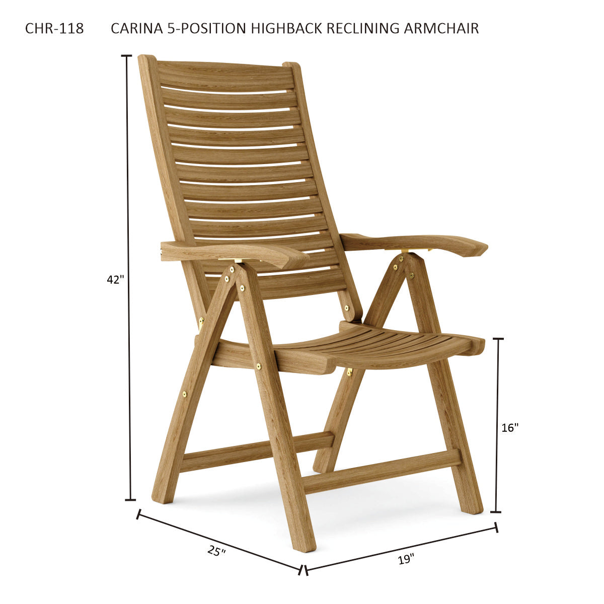 Anderson Teak Carina 5-Position Highback Recliner Chair — product image 11 of 11