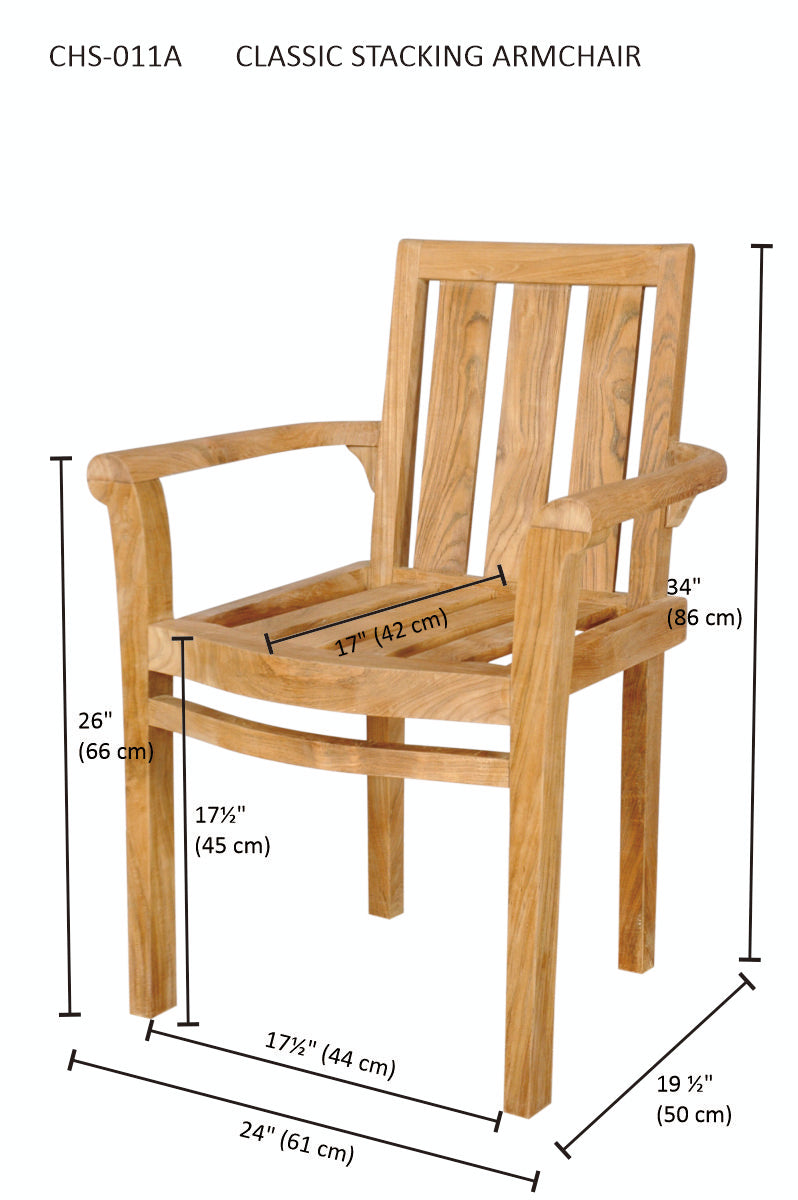 Anderson Teak Classic Stackable Armchair Set of 4 — product image 6 of 6