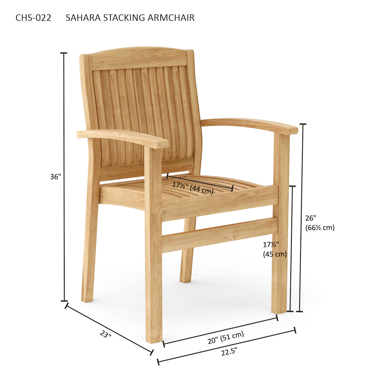 Anderson Teak Sahara Stackable Dining Armchair Set of 4 — product image 5 of 5