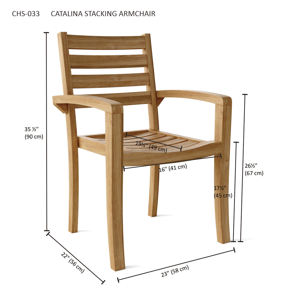 Anderson Teak Catalina Stackable Armchair Set of 4 — product image 3 of 3