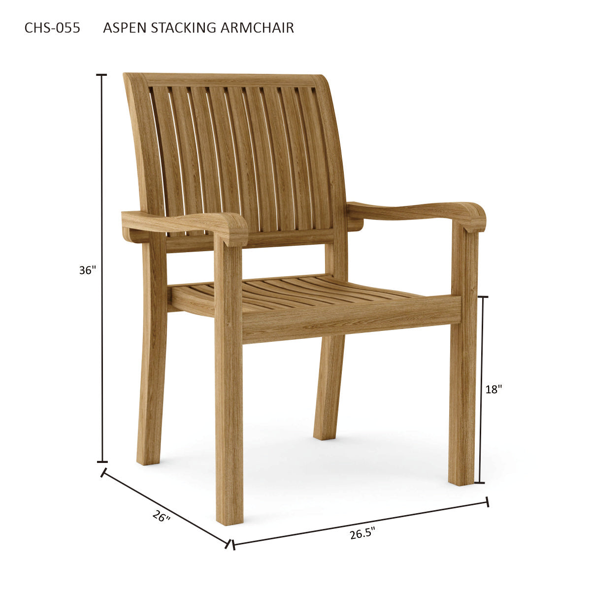 Anderson Teak Aspen Stackable Armchair Set of 4 — product image 8 of 8