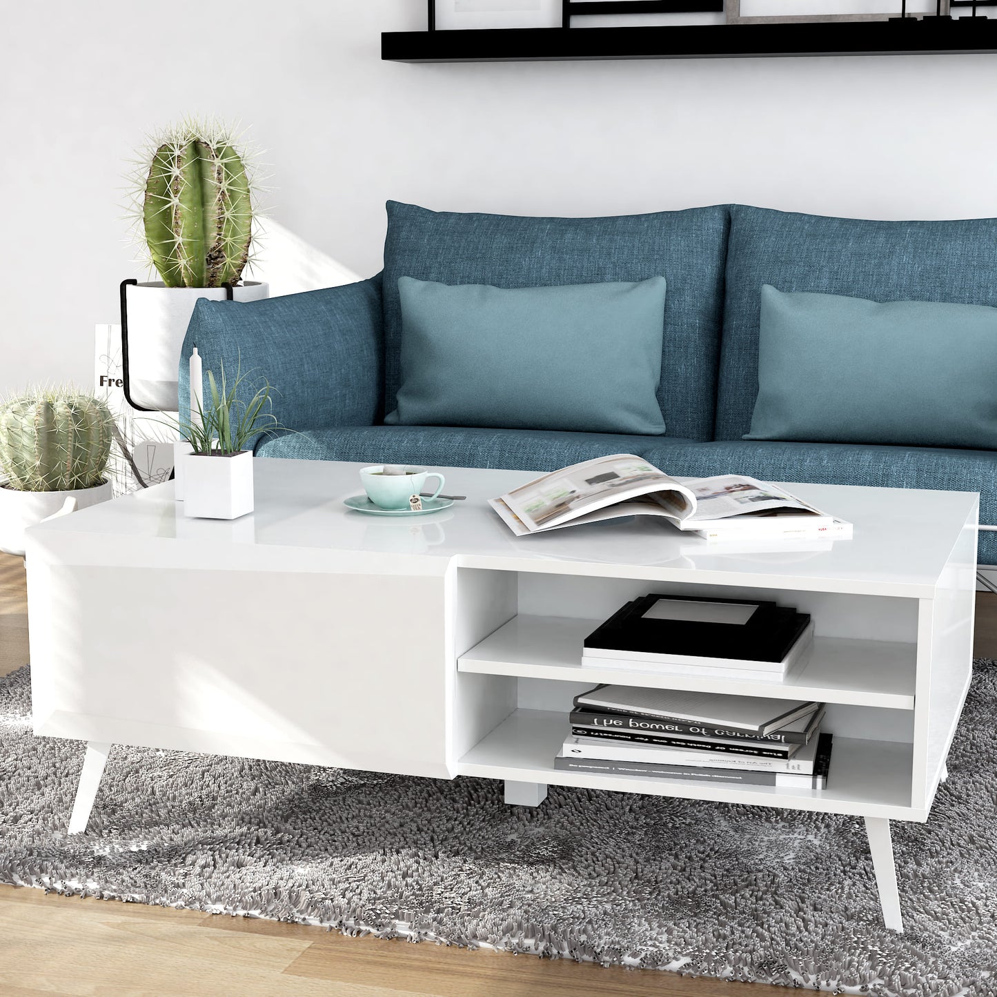 Anderson Teak Altus 43 Inch Coffee Table Gloss White — product image 2 of 6