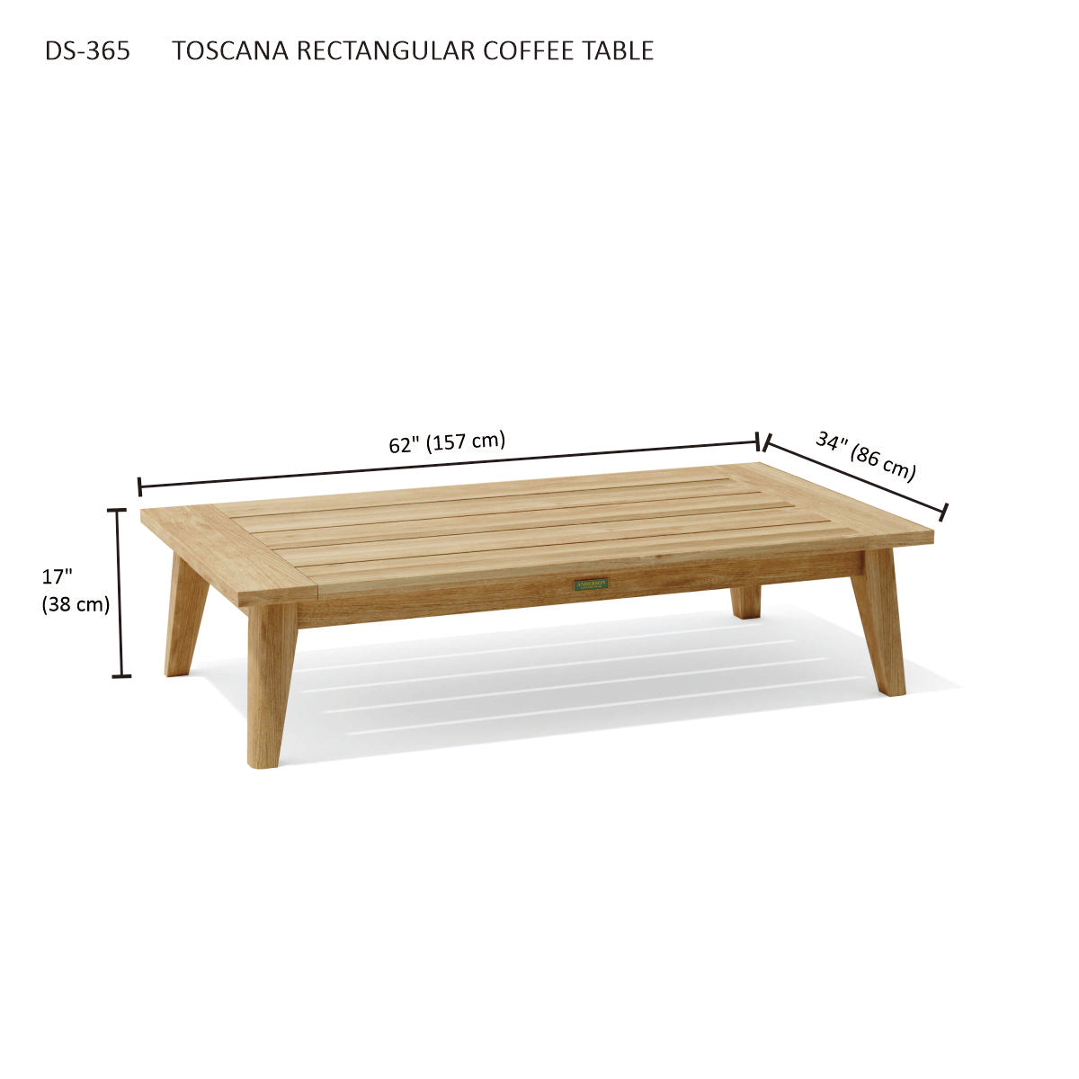 Anderson Teak Toscana Rectangular Coffee Table — product image 4 of 4