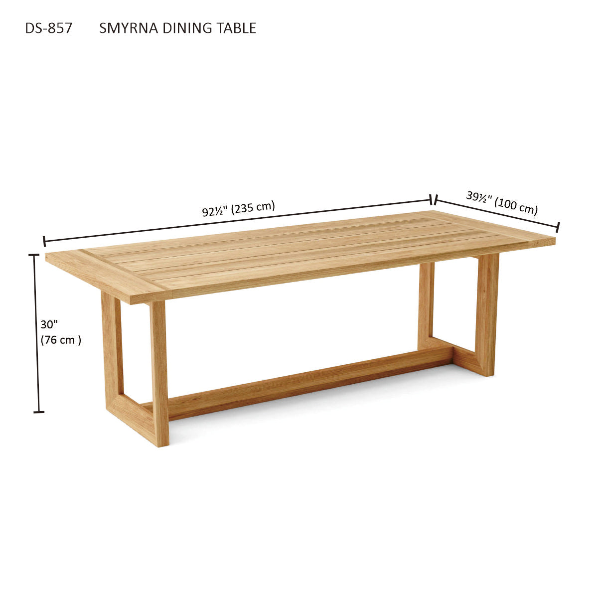 Anderson Teak Smyrna Dining Table 92.5 Inch Natural Finish — product image 5 of 5