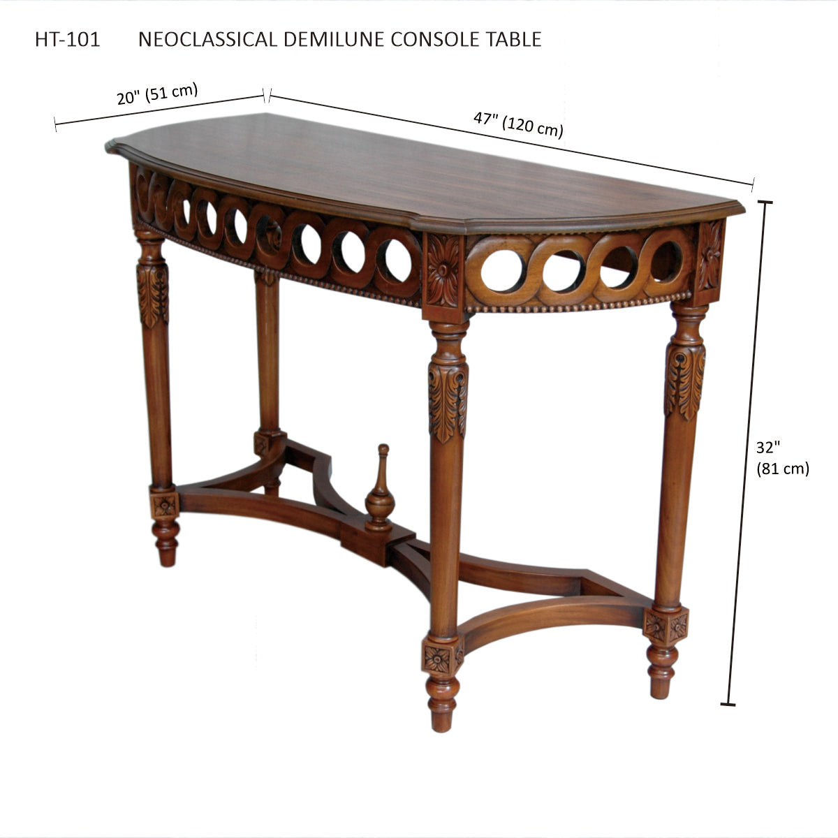 Anderson Teak Neoclassical Demilune Console — product image 3 of 3