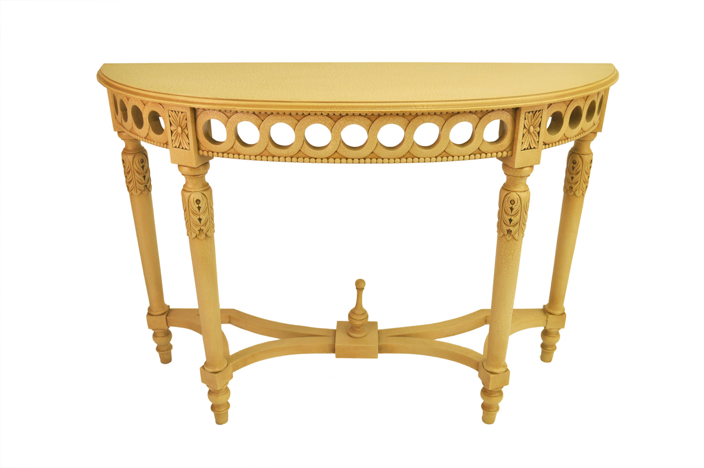 Anderson Teak Neoclassical Demilune Console with Crackle Finish Table Top — product image 2 of 3