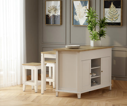 Anderson Teak Delphi 53 in Kitchen Island Cabinet with Two Stools — product image 1 of 10