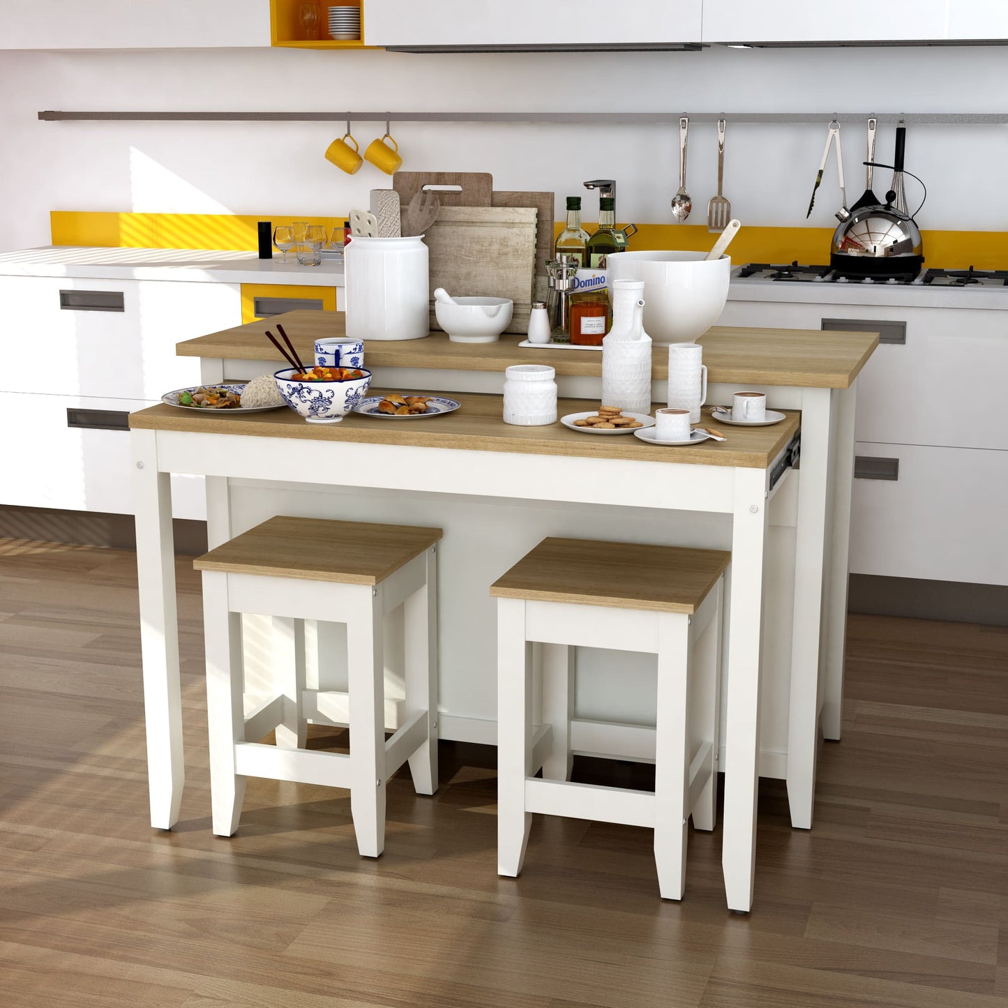 Anderson Teak Delphi 53 in Kitchen Island Cabinet with Two Stools — product image 4 of 10