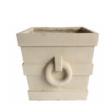 Anderson Teak Aztec Square Planter 24 Inch Cast Limestone Natural Beige
