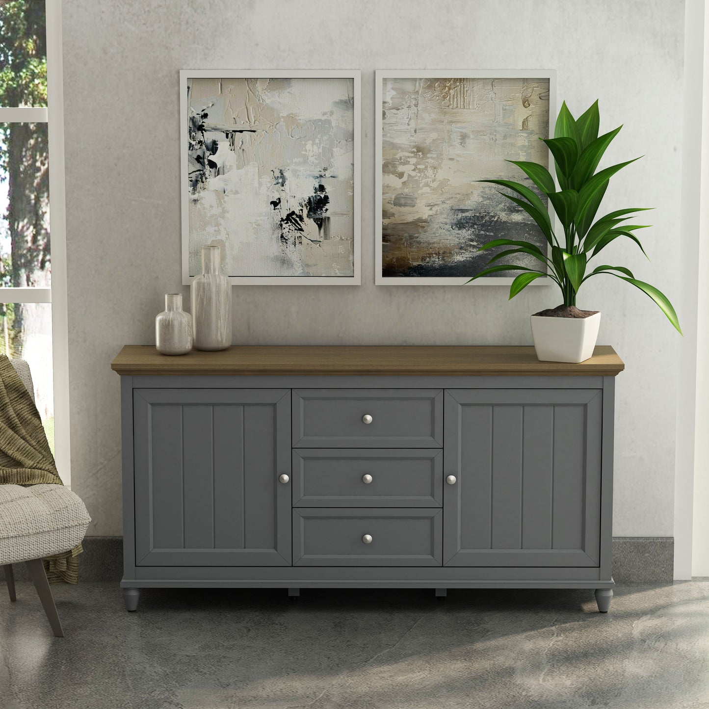 Anderson Teak Chenon Sideboard Grey and Brown — product image 1 of 4