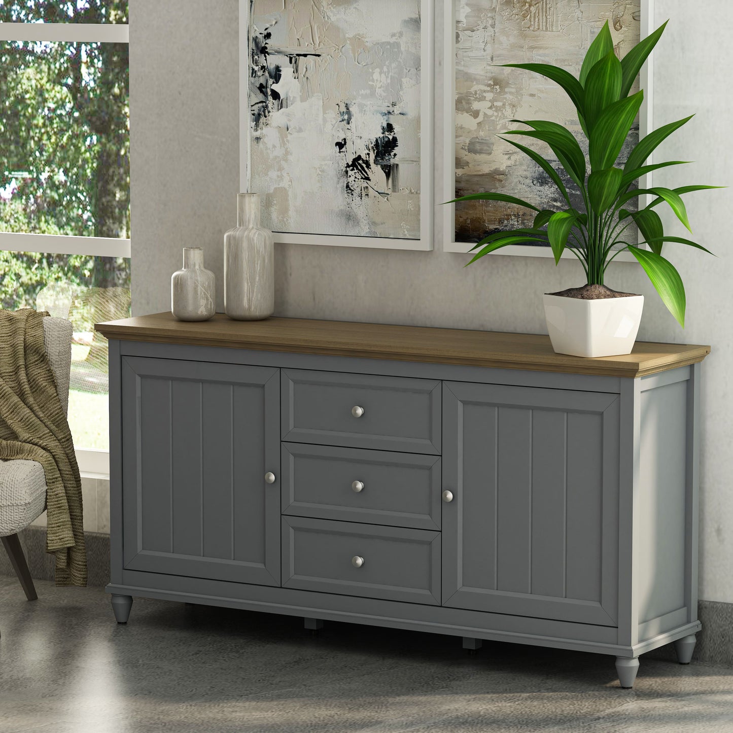 Anderson Teak Chenon Sideboard Grey and Brown — product image 2 of 4