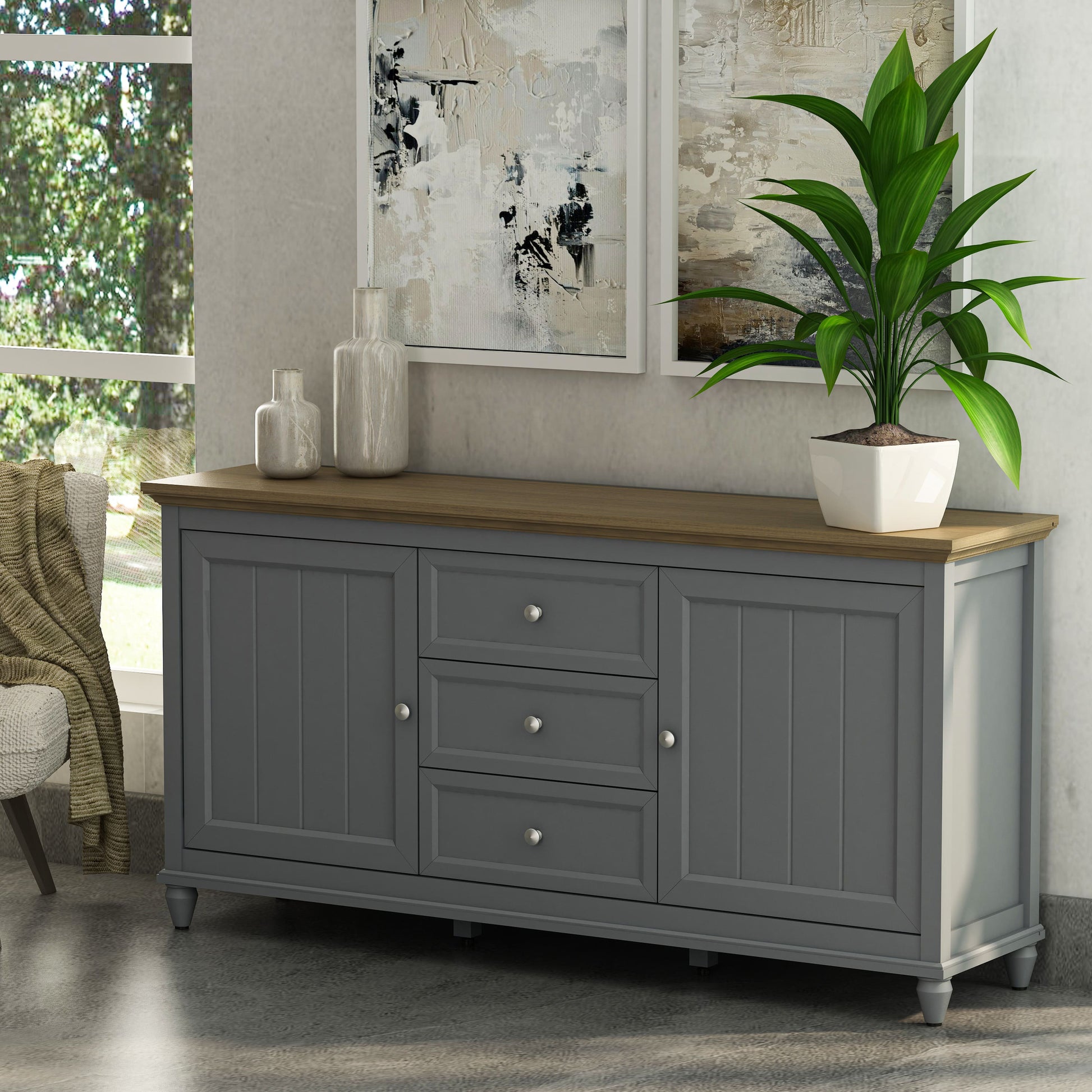 Anderson Teak Chenon Sideboard Grey and Brown — product image 2 of 4
