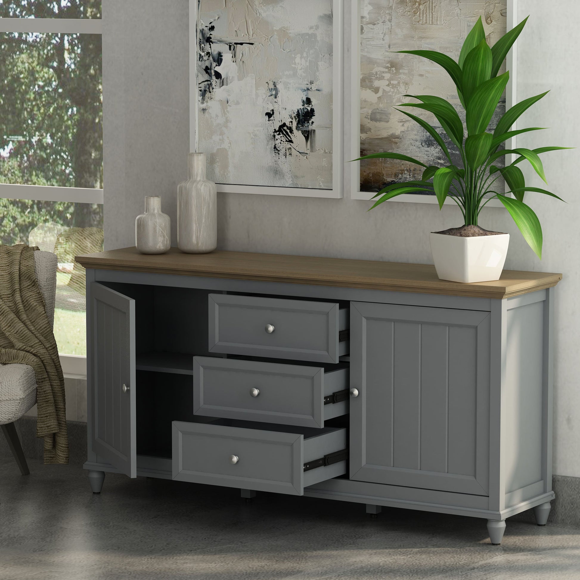 Anderson Teak Chenon Sideboard Grey and Brown — product image 4 of 4