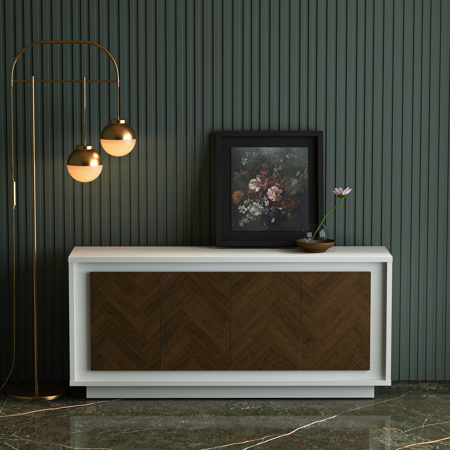 Anderson Teak Paraggi Sideboard White and Mahogany — product image 1 of 4
