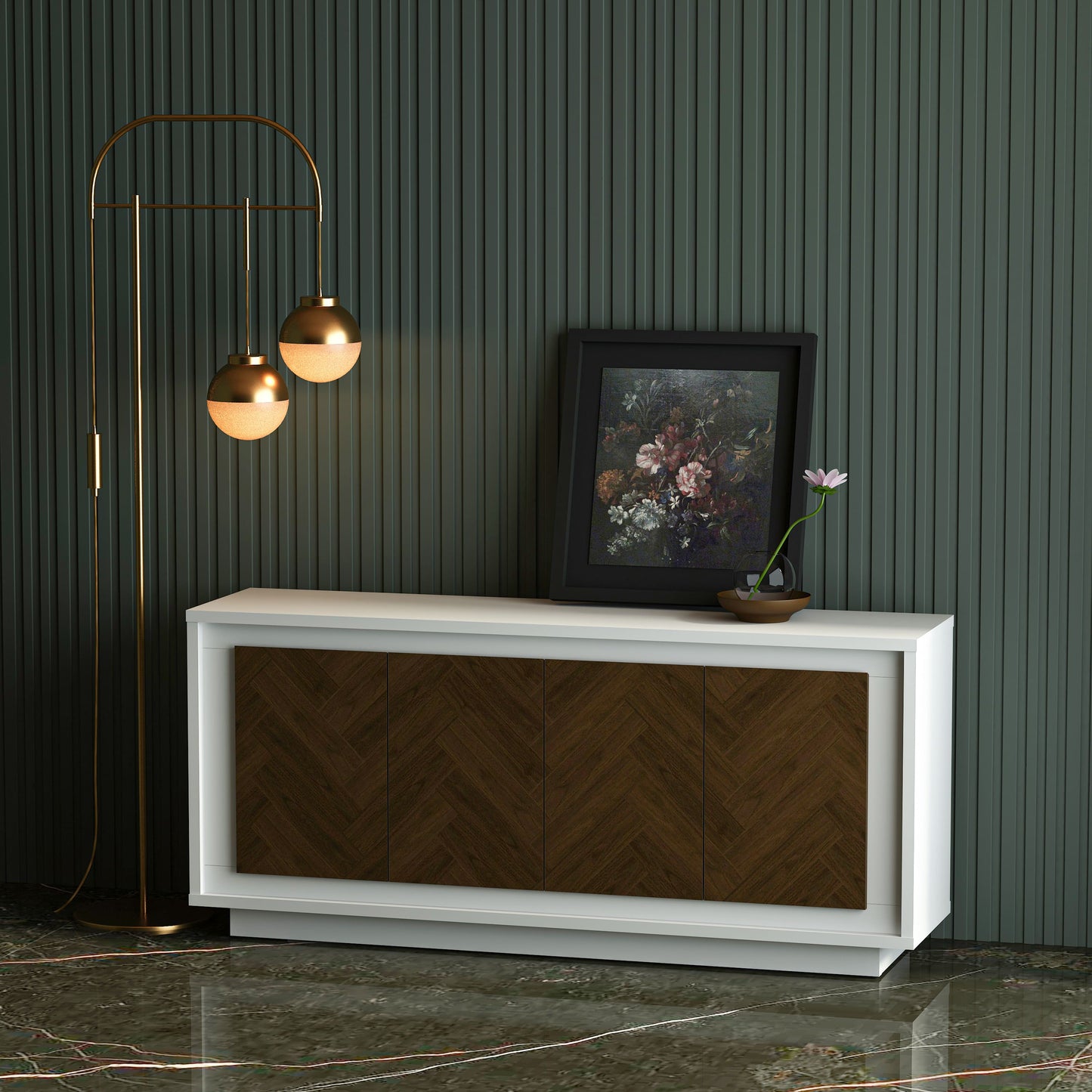 Anderson Teak Paraggi Sideboard White and Mahogany — product image 2 of 4