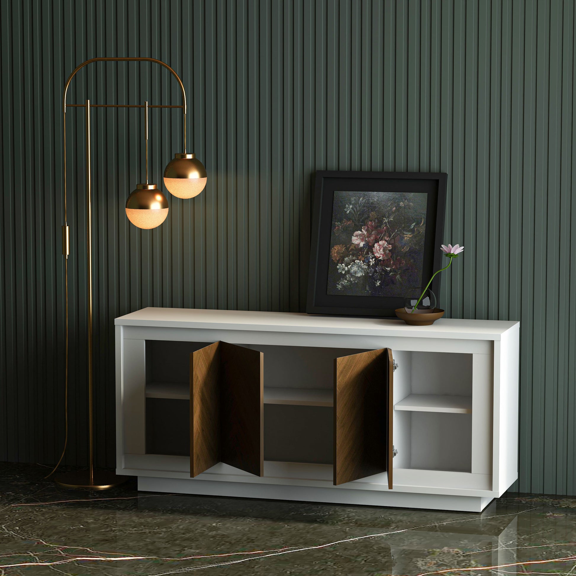 Anderson Teak Paraggi Sideboard White and Mahogany — product image 3 of 4