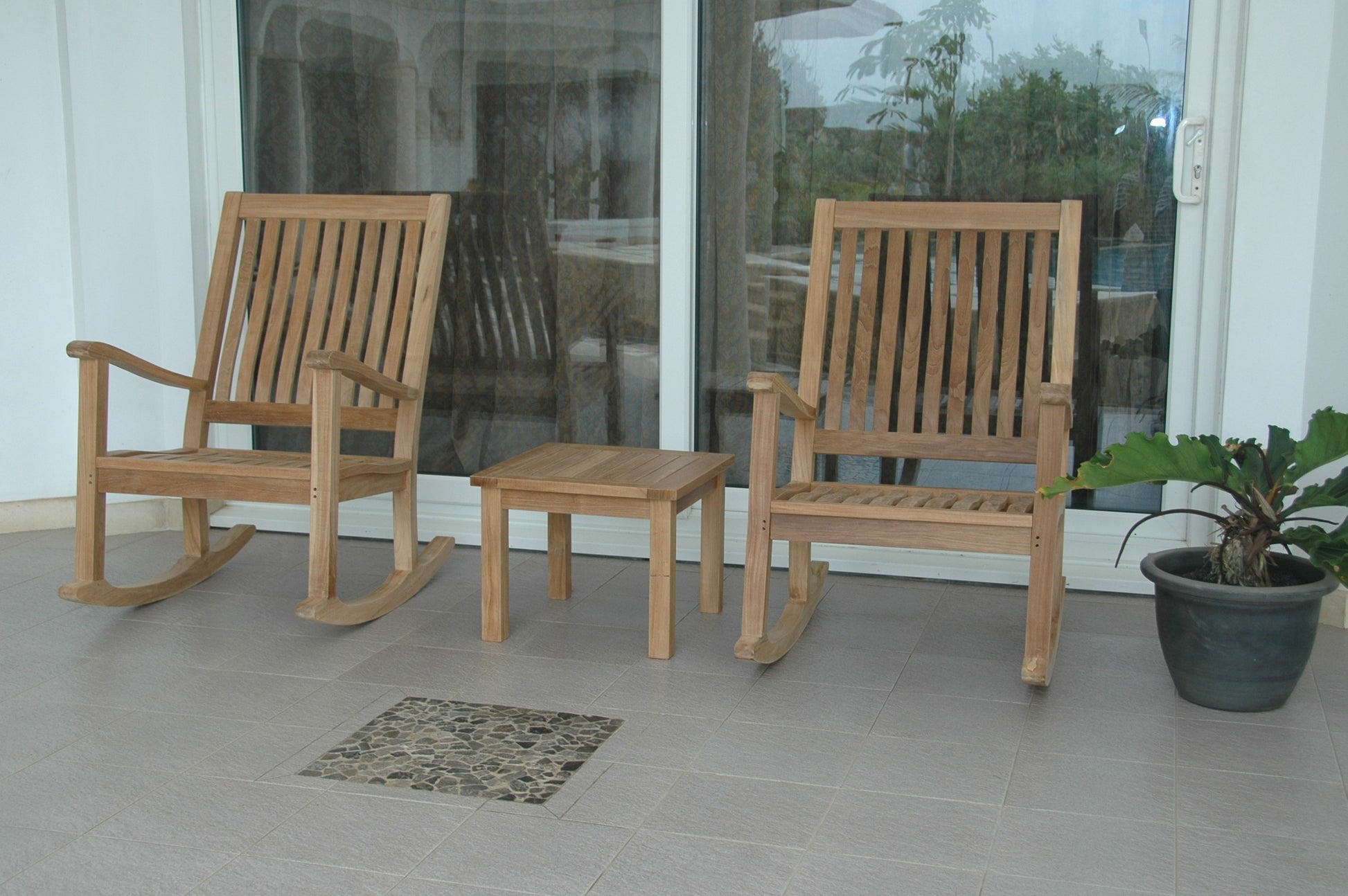 Anderson Teak Del-Amo Bahama 3-Piece Rocking Chair Set with Square Side Table — product image 1 of 11