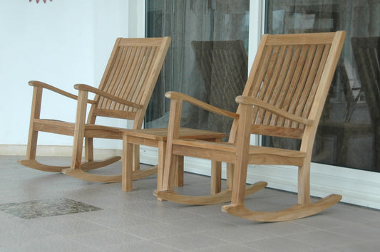 Anderson Teak Del-Amo Bahama 3-Piece Rocking Chair Set with Square Side Table — product image 2 of 11