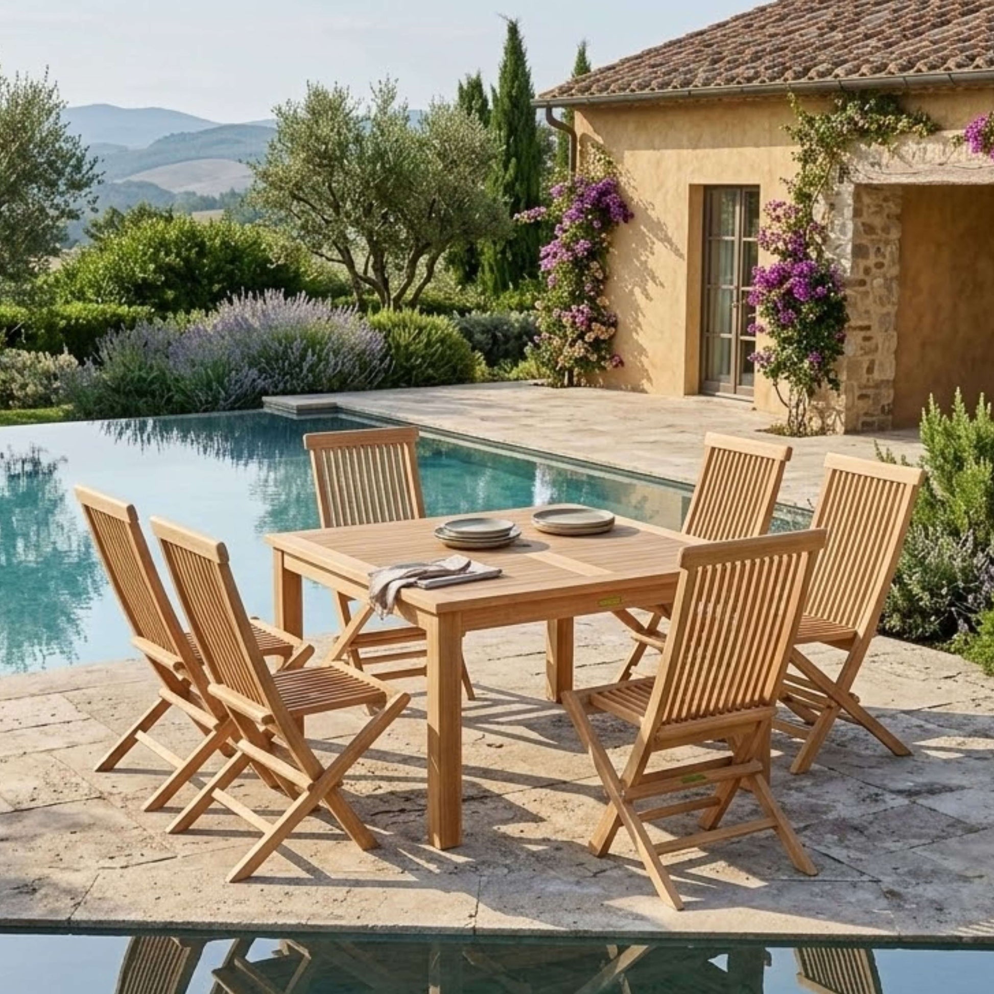 Anderson Teak Windsor Classic Chair 7-Piece Folding Dining Set — product image 4 of 5