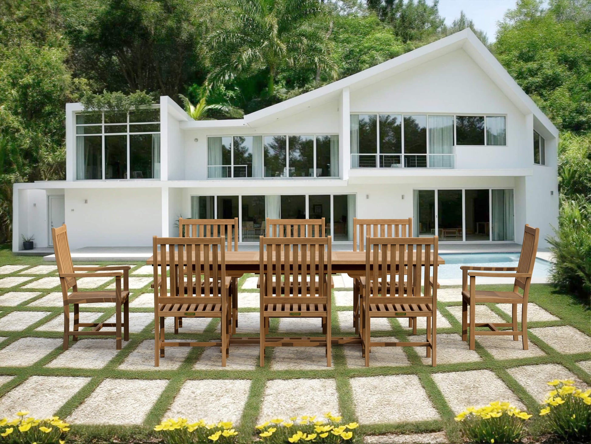 Anderson Teak Bahama Wilshire Armchair 9-Piece Extension Dining Set — product image 1 of 3