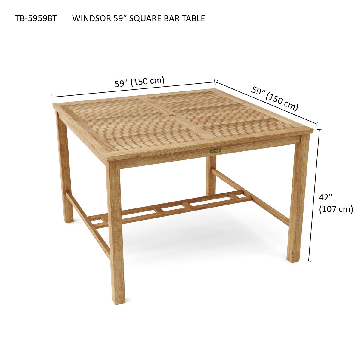 Anderson Teak Windsor Avalon 9-Piece Square Bar Set — product image 12 of 12