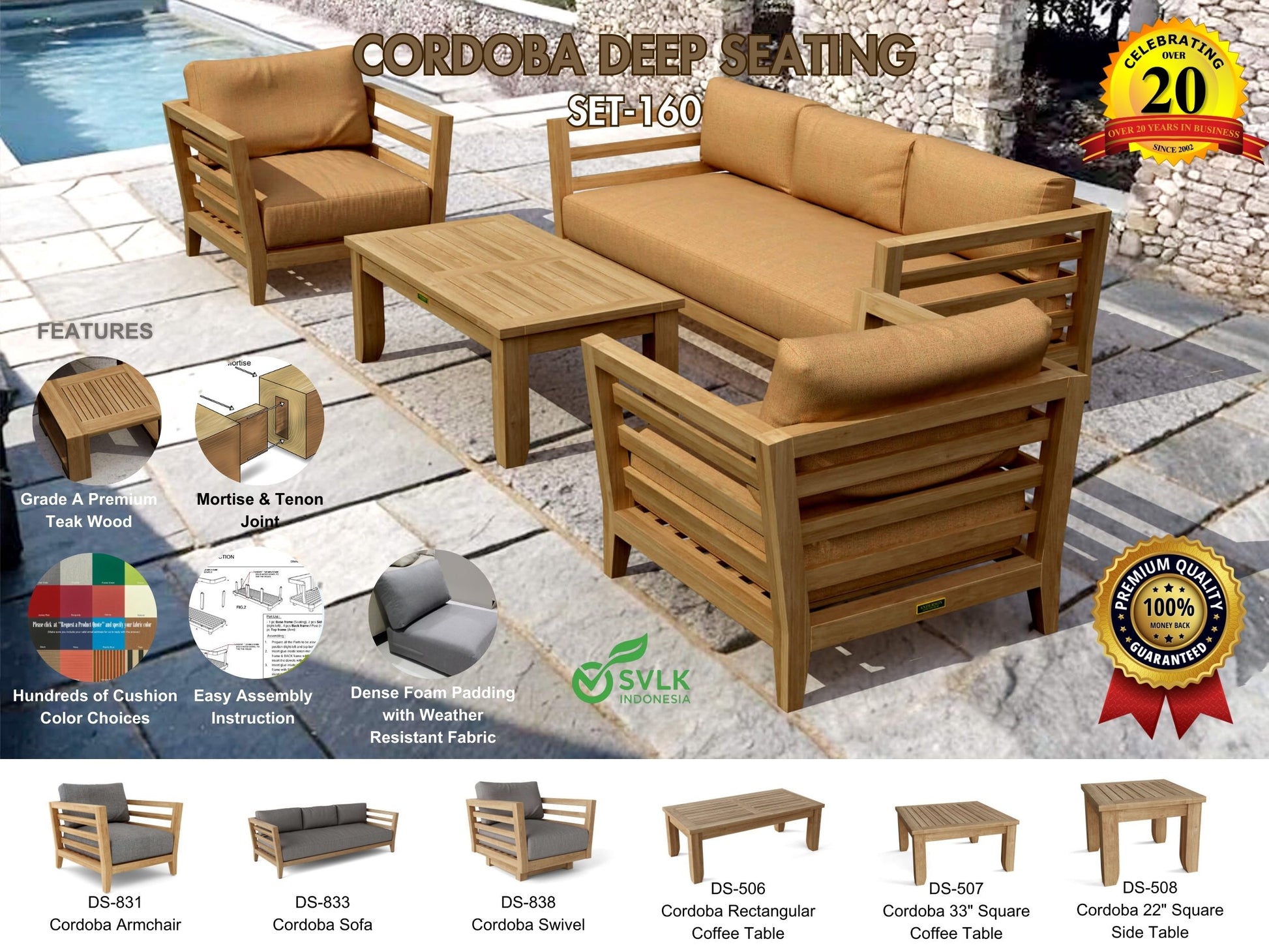 Anderson Teak Cordoba 4-Piece Deep Seating Set with Sunbrella Cushions — product image 2 of 7
