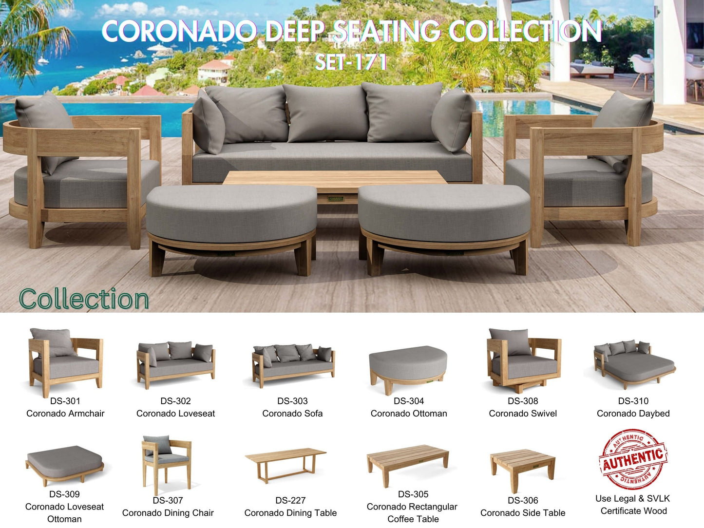 Anderson Teak Coronado 6-Piece Deep Seating Set — SET-171 — product image 4 of 10