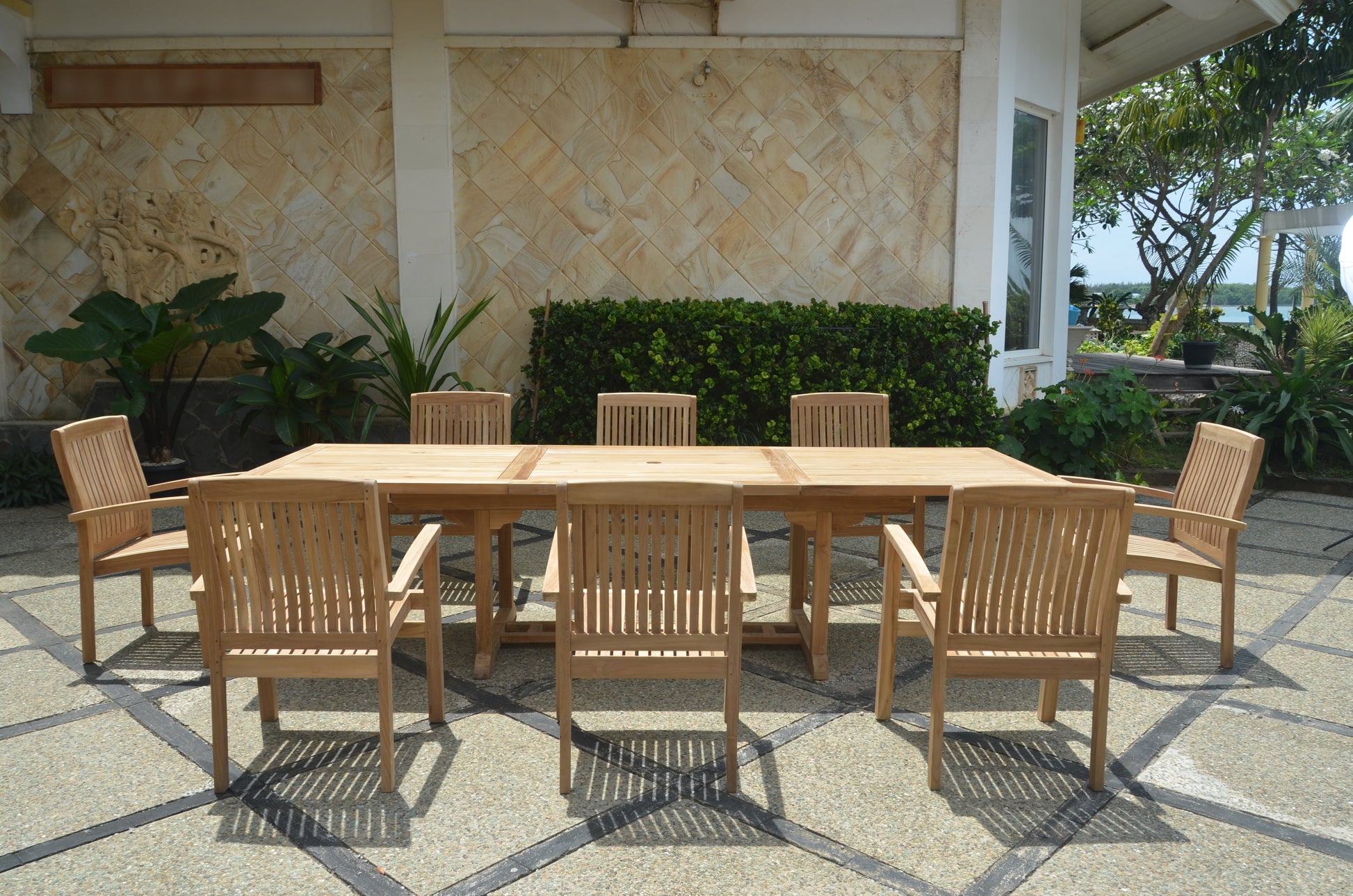 Anderson Teak Bahama Stackable Sahara 9-Piece Rectangular Extension Dining Set — product image 2 of 12