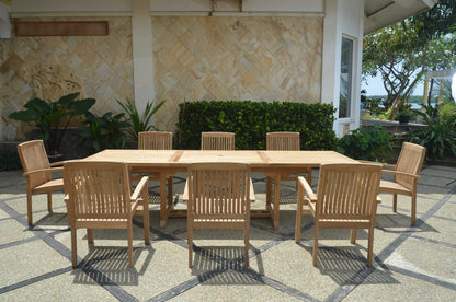 Anderson Teak Bahama Stackable Sahara 9-Piece Rectangular Extension Dining Set — product image 2 of 12