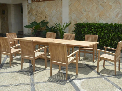 Anderson Teak Bahama Stackable Sahara 9-Piece Rectangular Extension Dining Set — product image 3 of 12