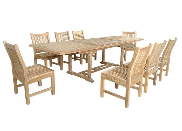 Anderson Teak Bahama Sahara 9-Piece 10-Foot Rectangular Dining Set — product image 3 of 9