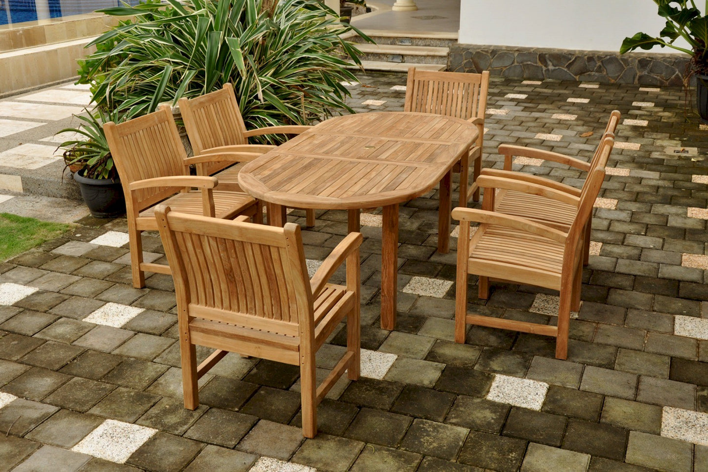 Anderson Teak Bahama Sahara 7-Piece 78 in Oval Dining Set — product image 1 of 11
