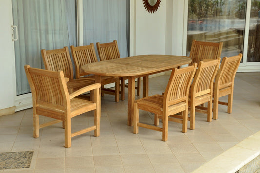 Anderson Teak Bahama Sahara 9-Piece 78-Inch Oval Extension Dining Set — product image 1 of 12