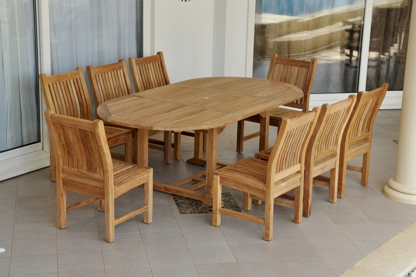 Anderson Teak Bahama Sahara 9-Piece 87-Inch Oval Dining Set — product image 1 of 10