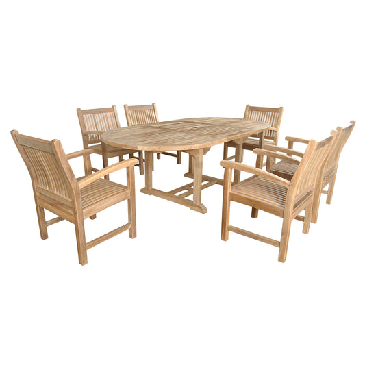 Anderson Teak Bahama Sahara Armchair 7-Piece 87 in Oval Dining Set — product image 1 of 8