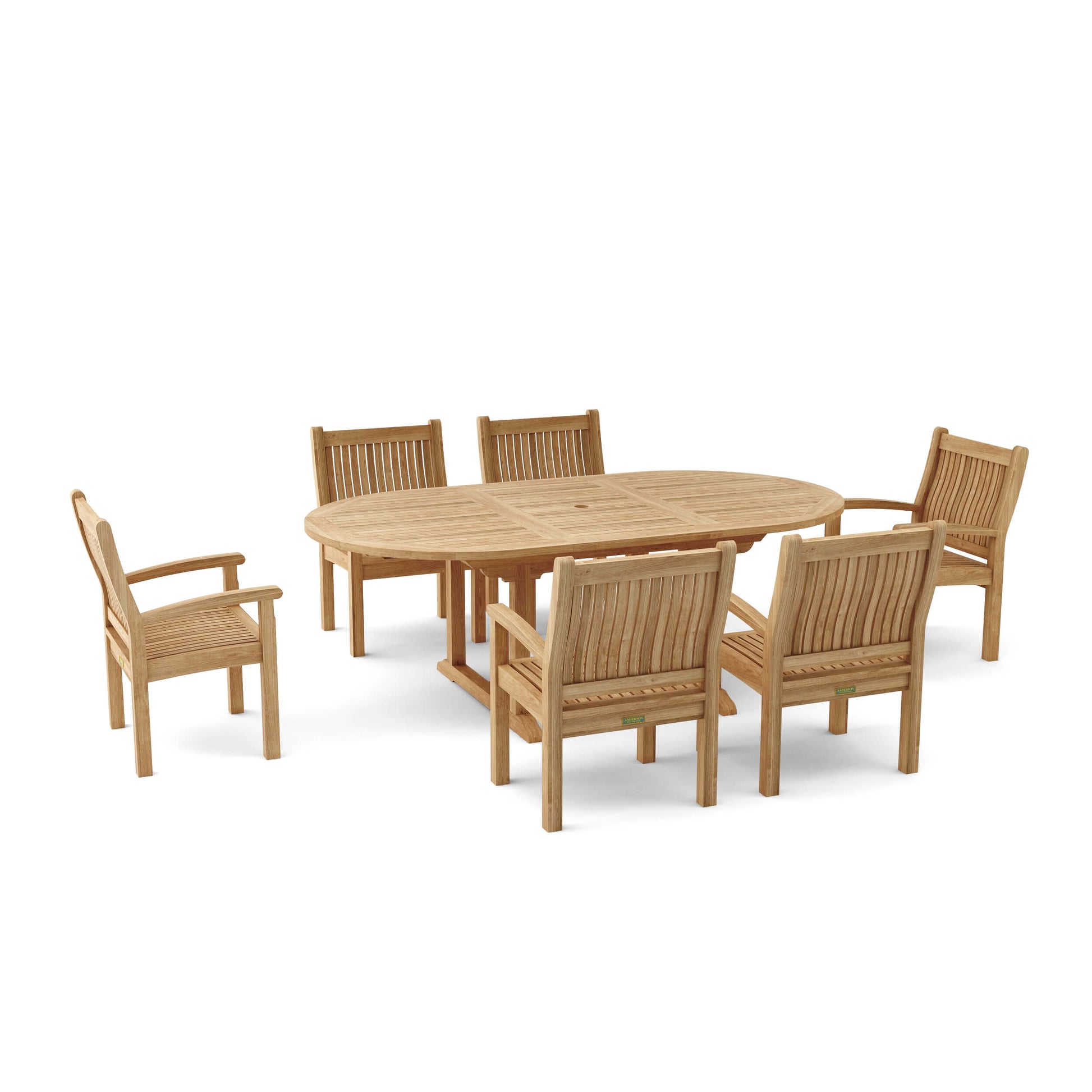 Anderson Teak Bahama Sahara Armchair 7-Piece 87 in Oval Dining Set — product image 3 of 8