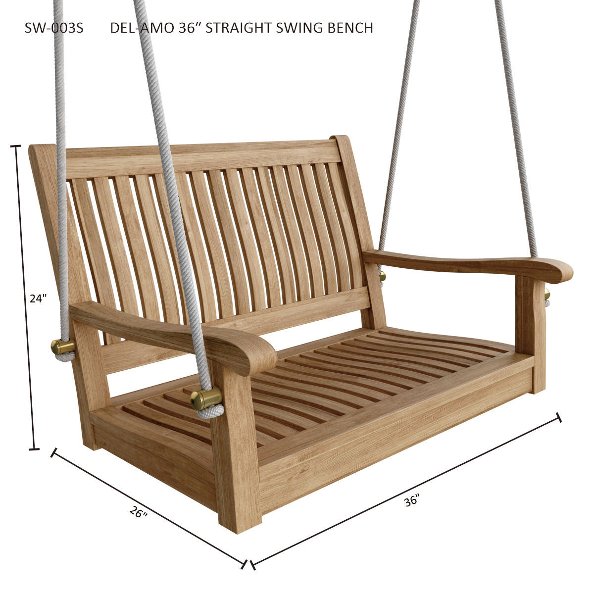 Anderson Teak Del-Amo 36 in Straight Swing Bench — product image 3 of 3