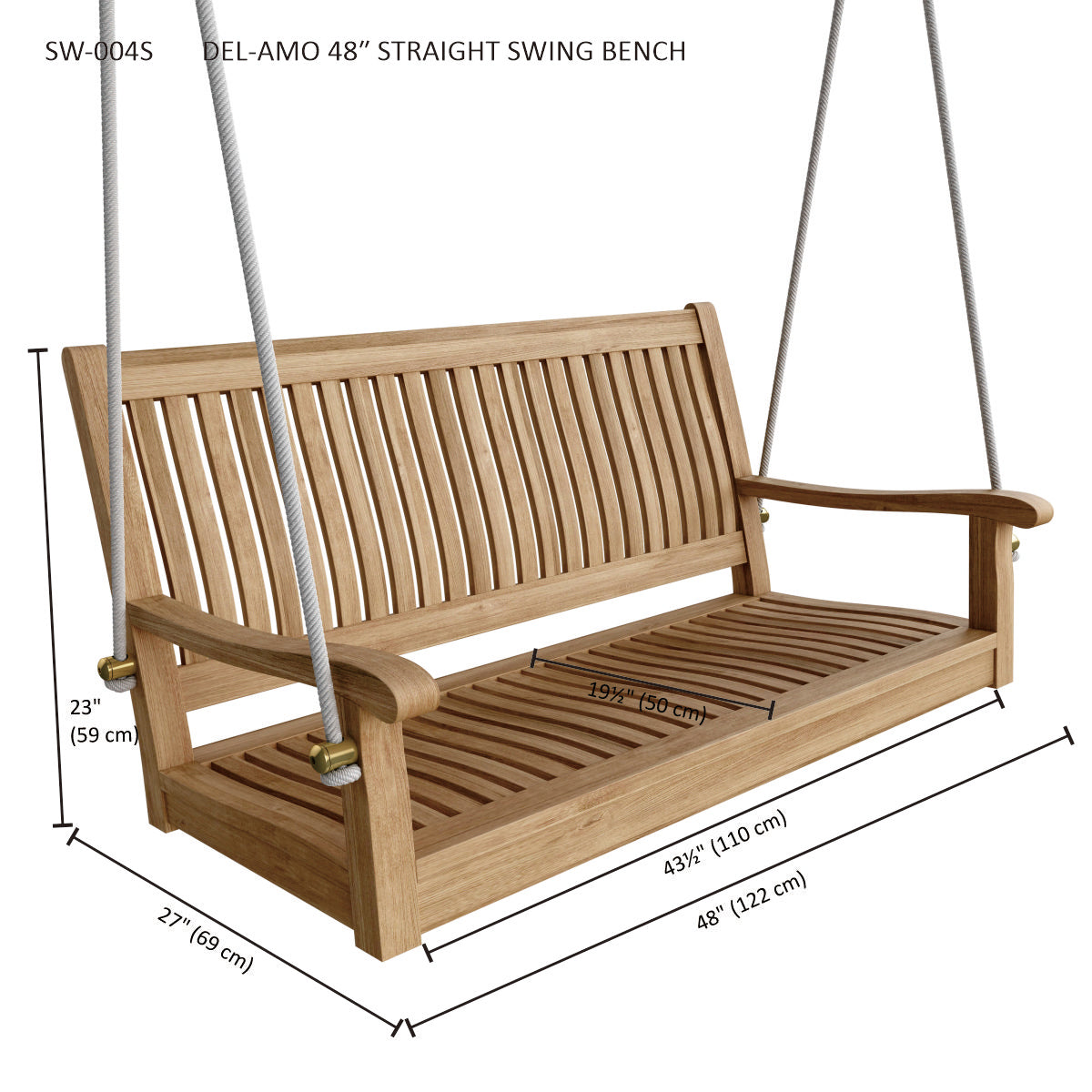 Anderson Teak Del-Amo 48 in Straight Swing Bench — product image 5 of 5