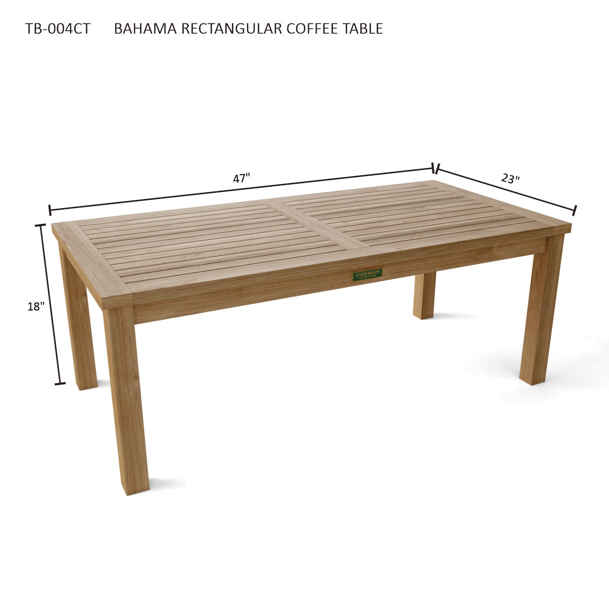 Anderson Teak Bahama Rectangular Coffee Table — product image 3 of 3