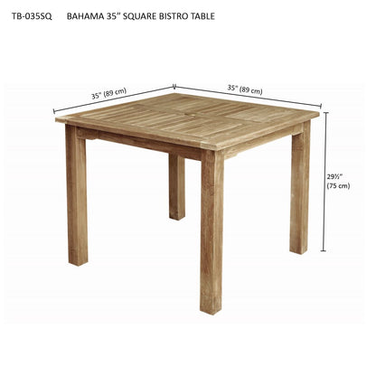 Anderson Teak Bahama 35 in Square Teak Dining Table — product image 6 of 6
