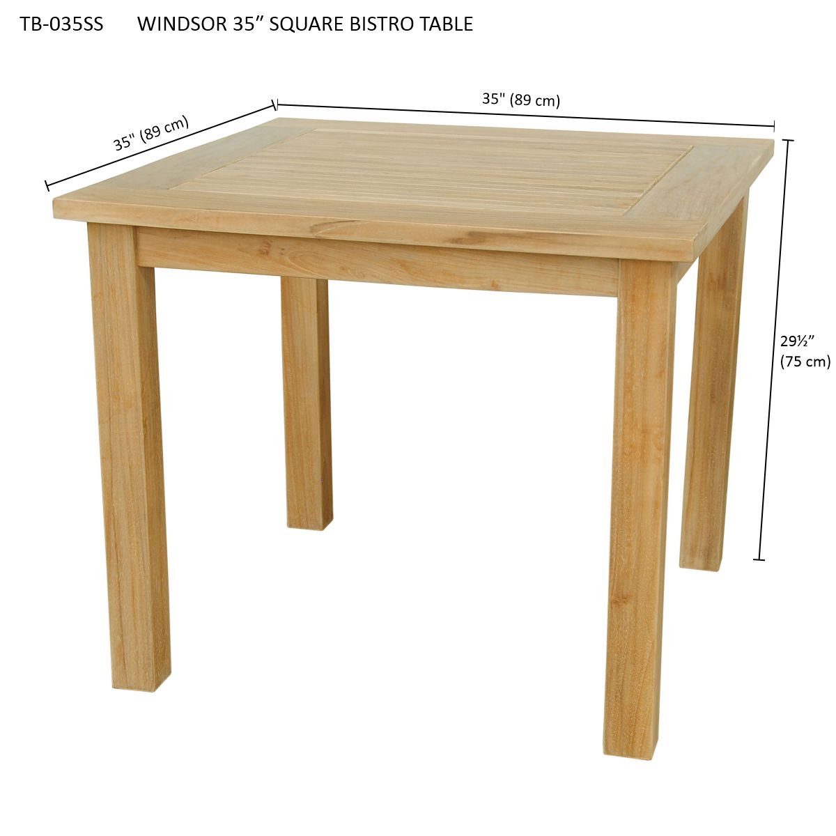 Anderson Teak Bahama 35 Inch Square Dining Table Small Slats — product image 6 of 6
