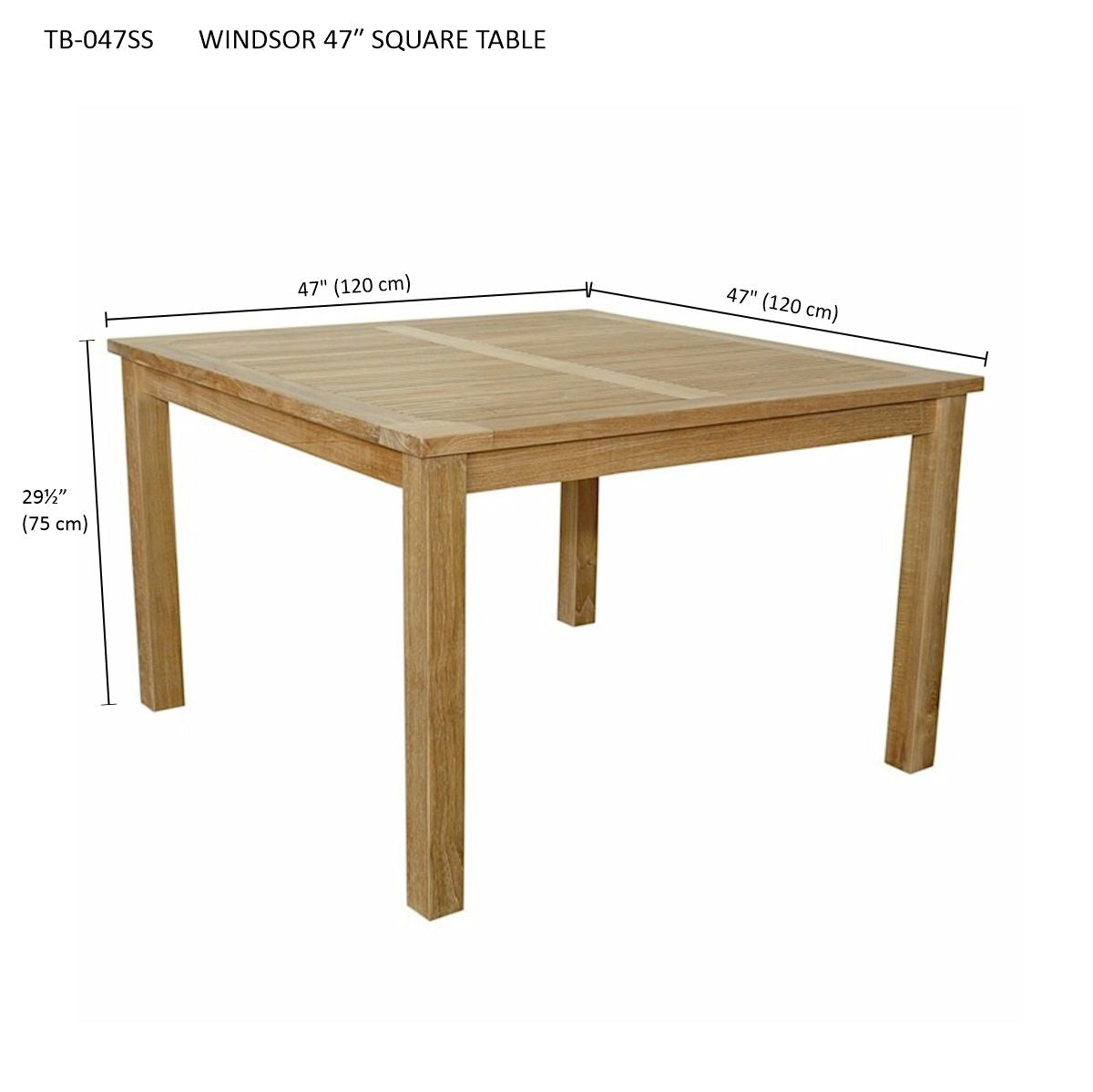 Anderson Teak Windsor 47-Inch Square Teak Dining Table — product image 6 of 6