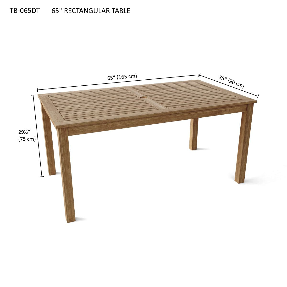 Anderson Teak Bahama 65 Inch Rectangular Teak Dining Table — product image 2 of 2