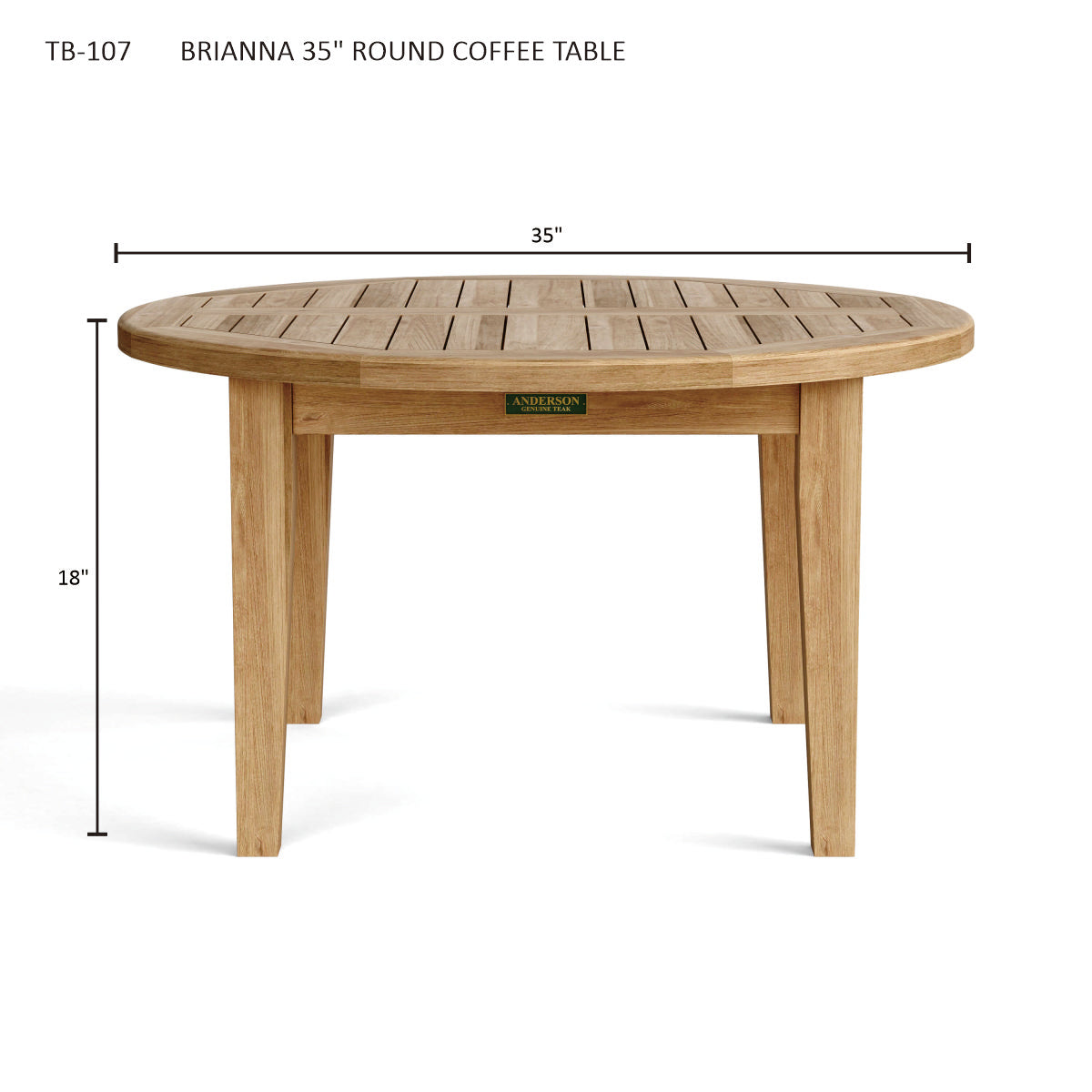 Anderson Teak Brianna 35 in Round Teak Wood Coffee Table — product image 3 of 3